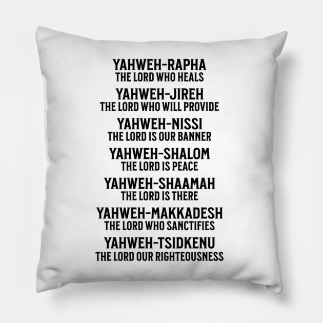 Yahweh - Names of God Black Pillow by UrbanLifeApparel