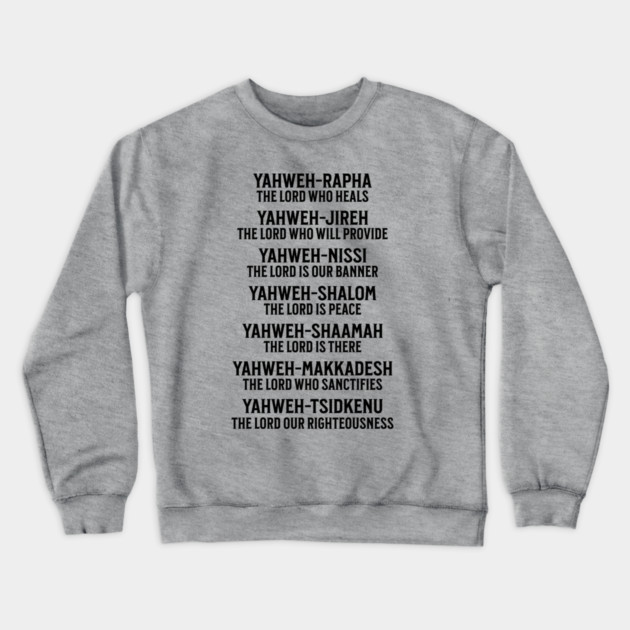 Yahweh - Names of God Black Crewneck Sweatshirt by UrbanLifeApparel