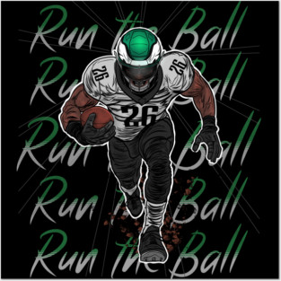 Run the Ball! Saquon Barkley Philadelphia Eagles Illustration Posters and Art