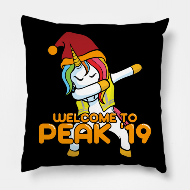 Dabbing Unicorn Welcome to Peak 19 Swagazon Pillow by belownormal