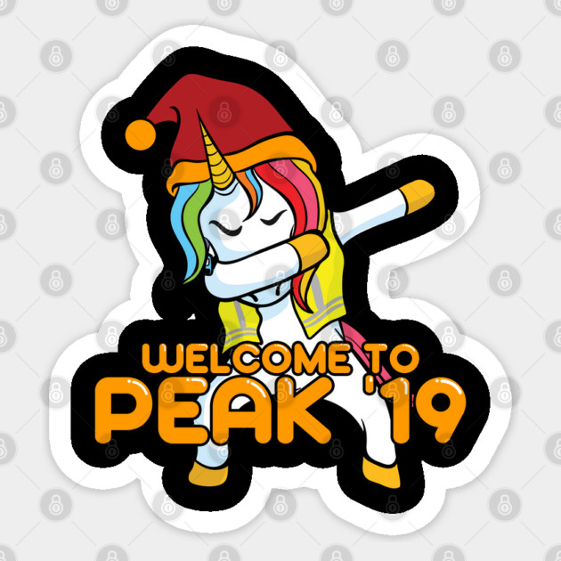 Dabbing Unicorn Welcome to Peak 19 Swagazon Sticker by belownormal
