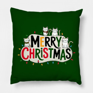 Merry Christmas Cats Pillow