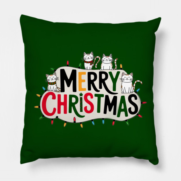 Merry Christmas Cats Pillow by Pete the Cat Guy