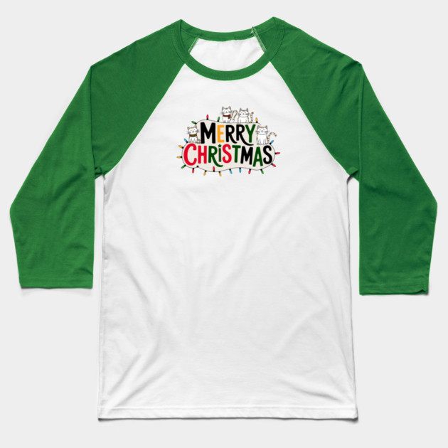 Merry Christmas Cats Baseball T-Shirt by Pete the Cat Guy