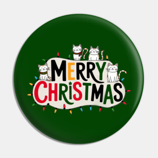 Merry Christmas Cats Pin