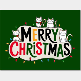 Merry Christmas Cats Posters and Art