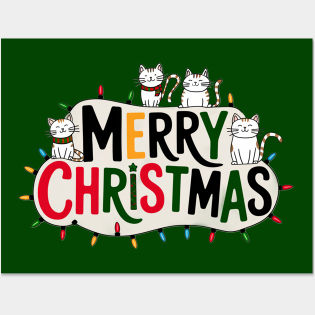 Merry Christmas Cats Wall Art by Pete the Cat Guy