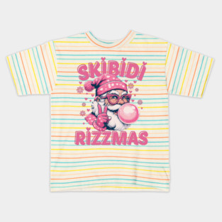 Skibidi Rizzmas Pink Santa Claus Kids T-Shirt