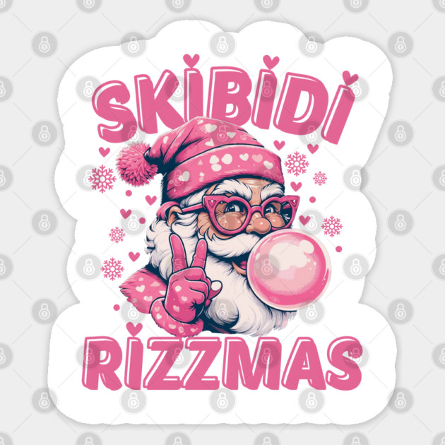Skibidi Rizzmas Pink Santa Claus Sticker by Creatifly Graphic Tees