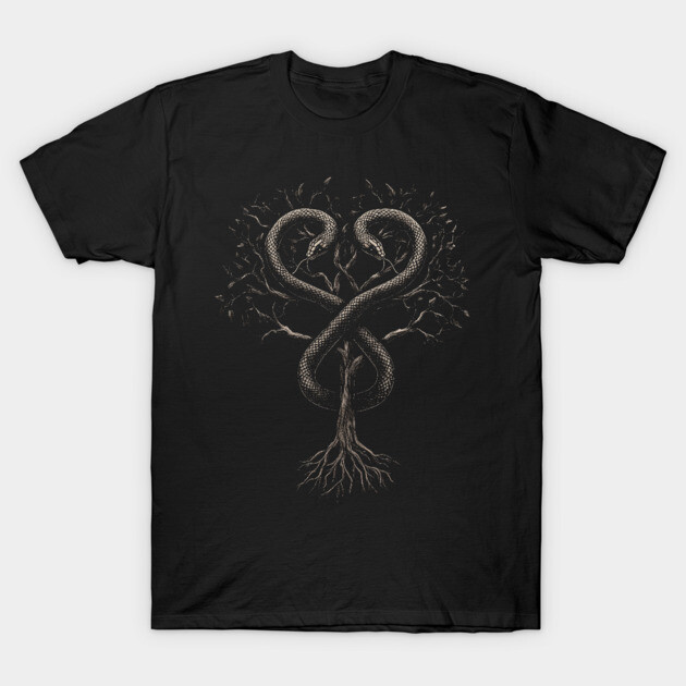 Serpent of Duality - Rod of Asclepius, Hermetic Wisdom Tree of Knowledge T-Shirt by AltrusianGrace