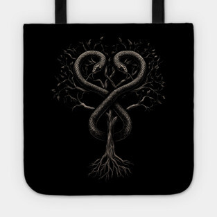 Serpent of Duality - Rod of Asclepius, Hermetic Wisdom Tree of Knowledge Tote