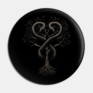Serpent of Duality - Rod of Asclepius, Hermetic Wisdom Tree of Knowledge Pin