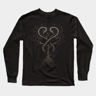 Serpent of Duality - Rod of Asclepius, Hermetic Wisdom Tree of Knowledge Long Sleeve T-Shirt