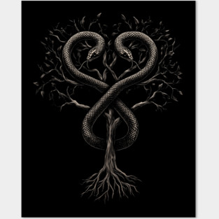 Serpent of Duality - Rod of Asclepius, Hermetic Wisdom Tree of Knowledge Posters and Art