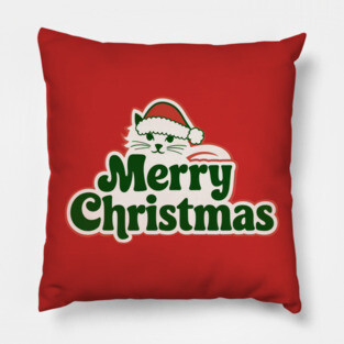 Merry Christmas Cat Pillow