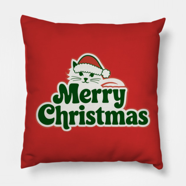 Merry Christmas Cat Pillow by Pete the Cat Guy