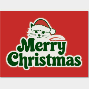 Merry Christmas Cat Posters and Art