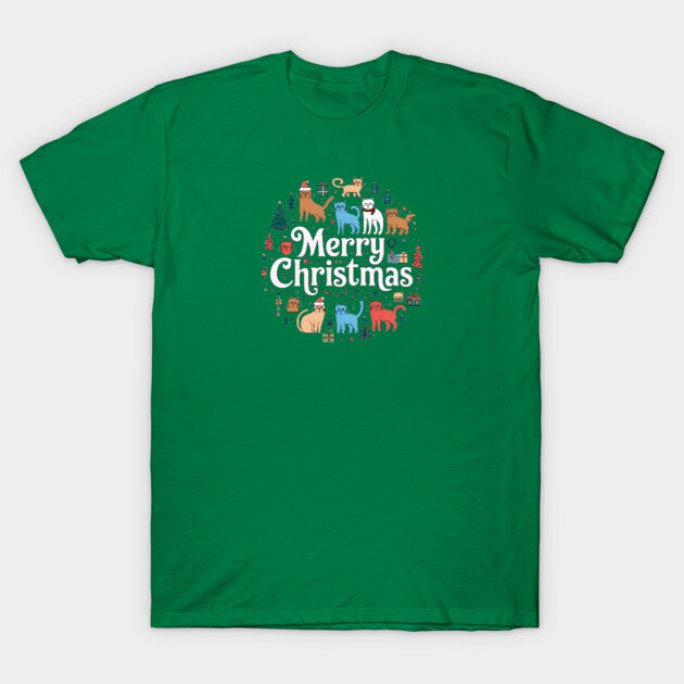 Merry Christmas Cats T-Shirt by Pete the Cat Guy