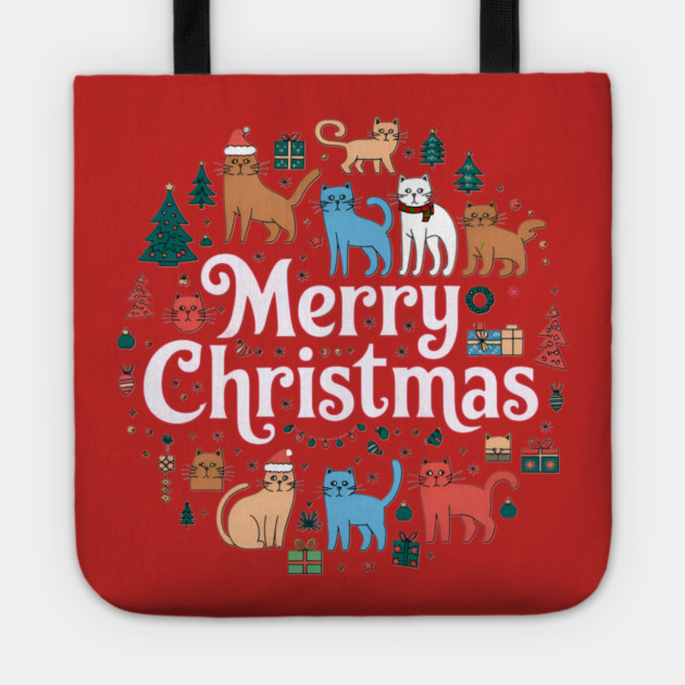 Merry Christmas Cats Tote by Pete the Cat Guy