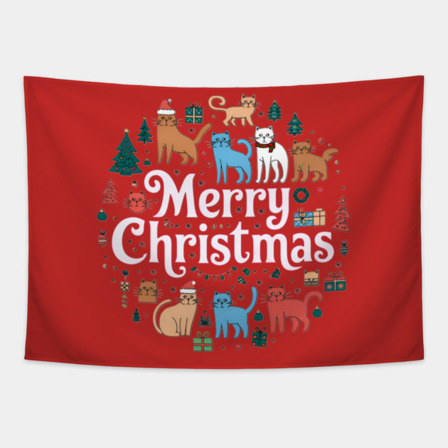 Merry Christmas Cats Tapestry by Pete the Cat Guy