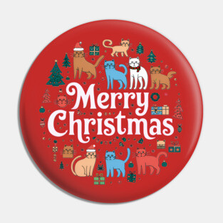 Merry Christmas Cats Pin