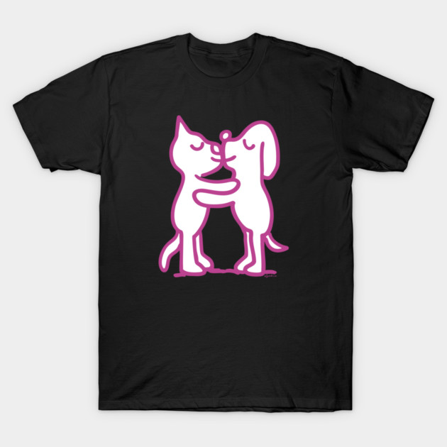 Cat & Pooch Smooch - JoKoBo T-Shirt by JoKoBo