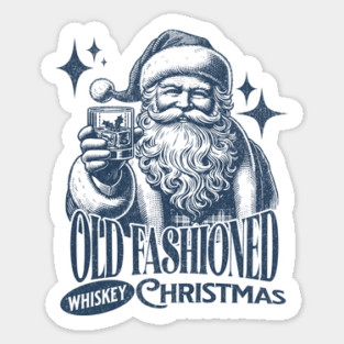 Old Fashioned Whiskey Christmas Santa Claus Sticker