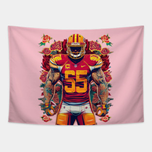 America Football With Tattoo Rose Tapestry