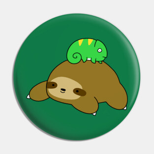 Sloth and Little Chameleon Pin