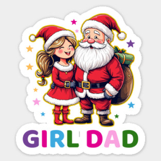 Girl Dad Santa Claus Sticker