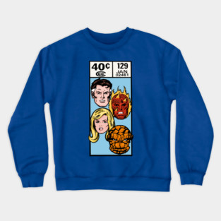Fantastic Four corner box art (light blue) Crewneck Sweatshirt
