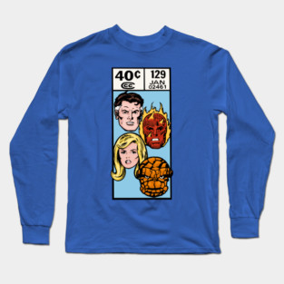 Fantastic Four corner box art (light blue) Long Sleeve T-Shirt