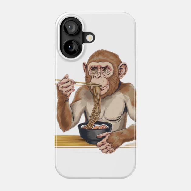 Monkey Eating Noodles with Chopstick Phone Case by animegirlnft