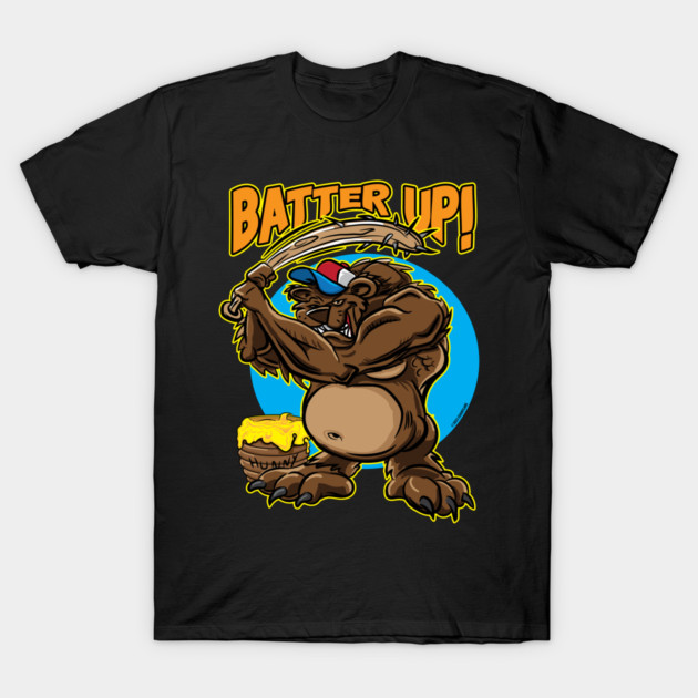 Batter Up Bear, Bear with Spiked Baseball Bat T-Shirt by eShirtLabs
