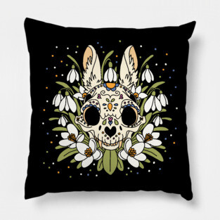 January's Snowdrop & Rabbit Skull Pillow