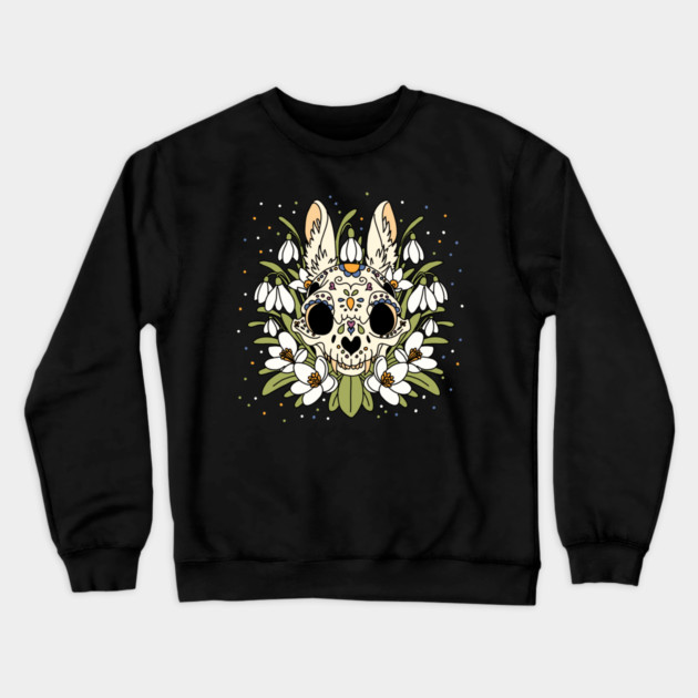 January's Snowdrop & Rabbit Skull Crewneck Sweatshirt by H. R. Sinclair