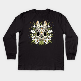 January's Snowdrop & Rabbit Skull Kids Long Sleeve T-Shirt