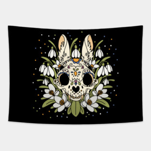 January's Snowdrop & Rabbit Skull Tapestry