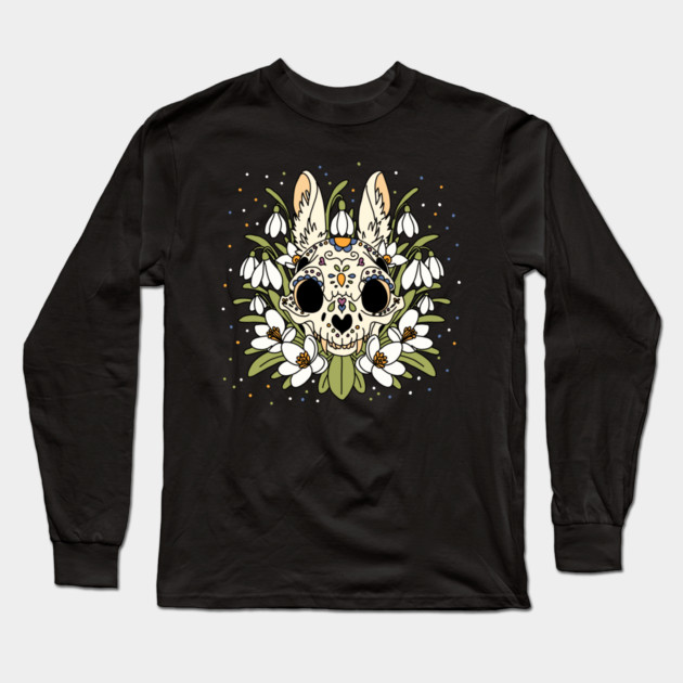 January's Snowdrop & Rabbit Skull Long Sleeve T-Shirt by H. R. Sinclair