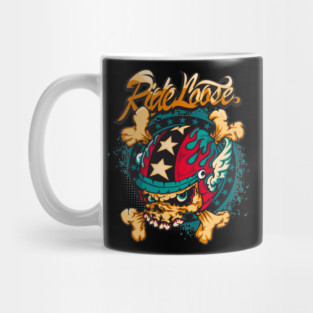 Ride Loose Skull Head Helmet T-Shirt - Motorcycle Skull Design Mug