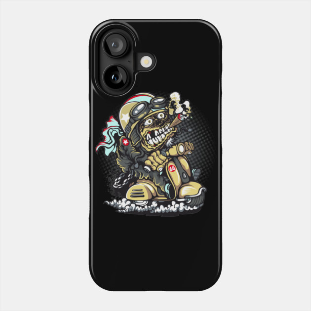 Vespa Skull Rider T-Shirt - Skull Riding Vespa Helmet Design Phone Case by Urbanprint