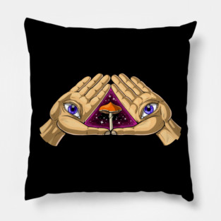 Magic Mushrooms Psychedelic Illuminati Pillow