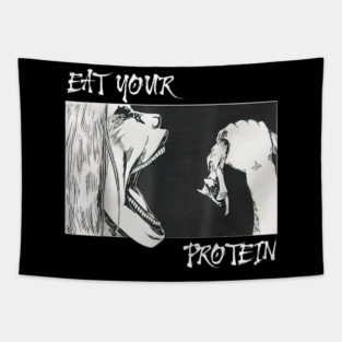 Eat Your Protein, Anime Gym, Pump, Bodybuilding, Fitness Tapestry