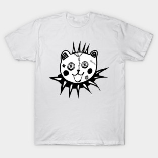 Gothic Spiked Teddy Bear Greyscale T-Shirt