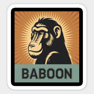 Baboon Illustration, Perfect for Animal Lovers Sticker