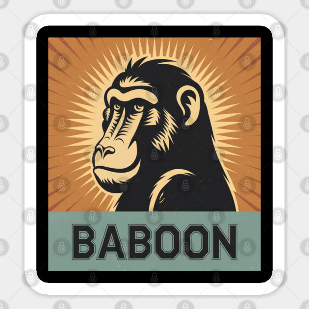 Baboon Illustration, Perfect for Animal Lovers Sticker by Pixel Threads 