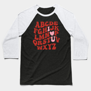 ABC Retro Valentine's Day Love Baseball T-Shirt