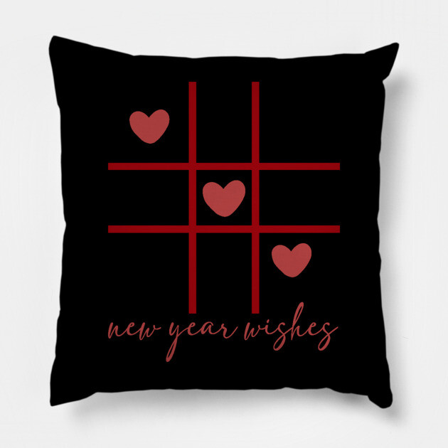 New Year Wishes, Three in a row hearts Pillow by UrbanLifeApparel