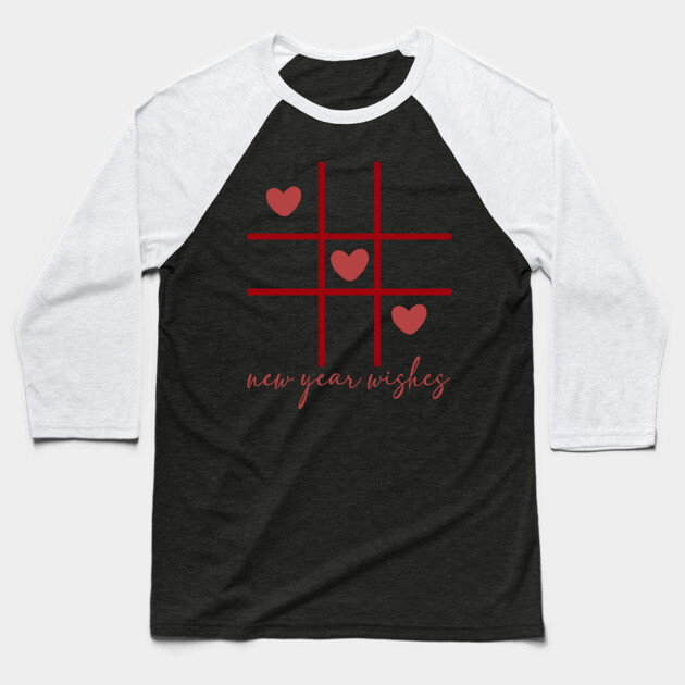 New Year Wishes, Three in a row hearts Baseball T-Shirt by UrbanLifeApparel