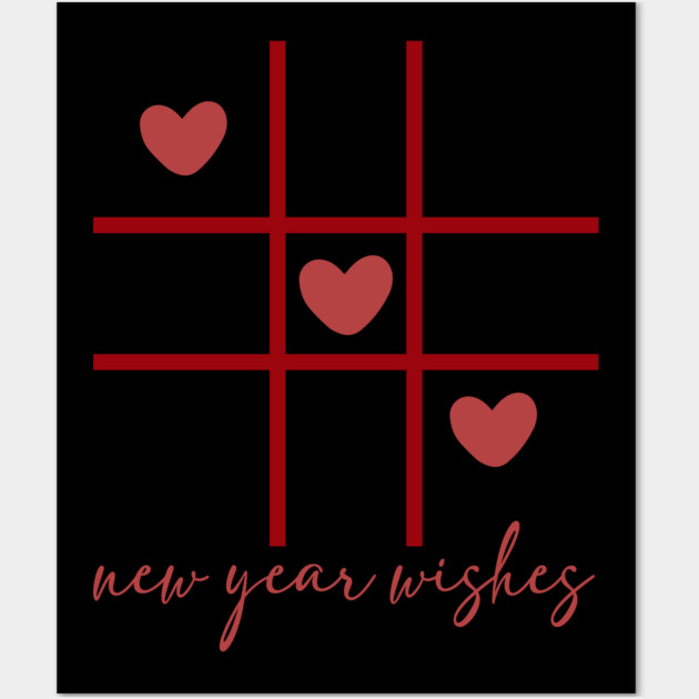 New Year Wishes, Three in a row hearts Wall Art by UrbanLifeApparel